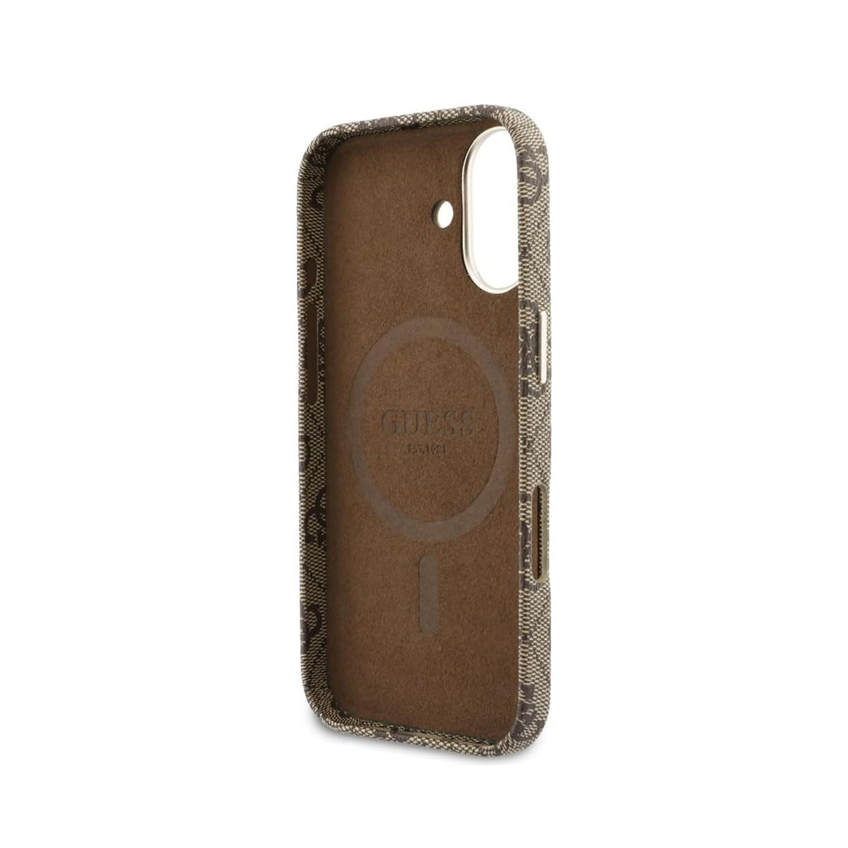 GUESS Funda Logo Script para iPhone 17 Compatible con MagSafe y Protección Anticaídas, Marrón