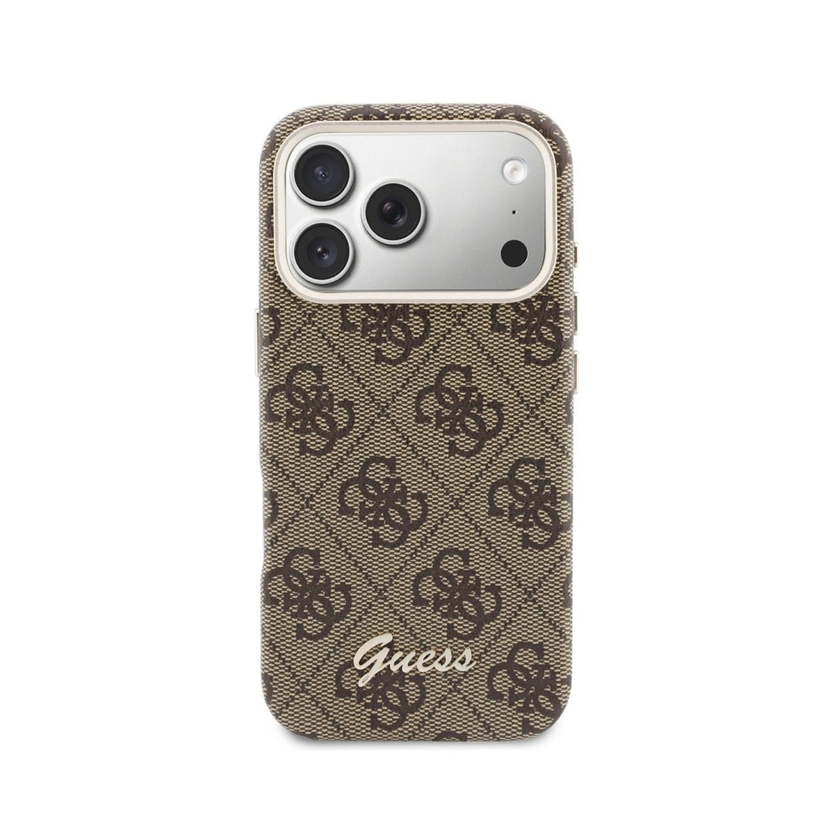 GUESS Funda Logo Script para iPhone 17 Pro/18 Pro Compatible con MagSafe, Marrón