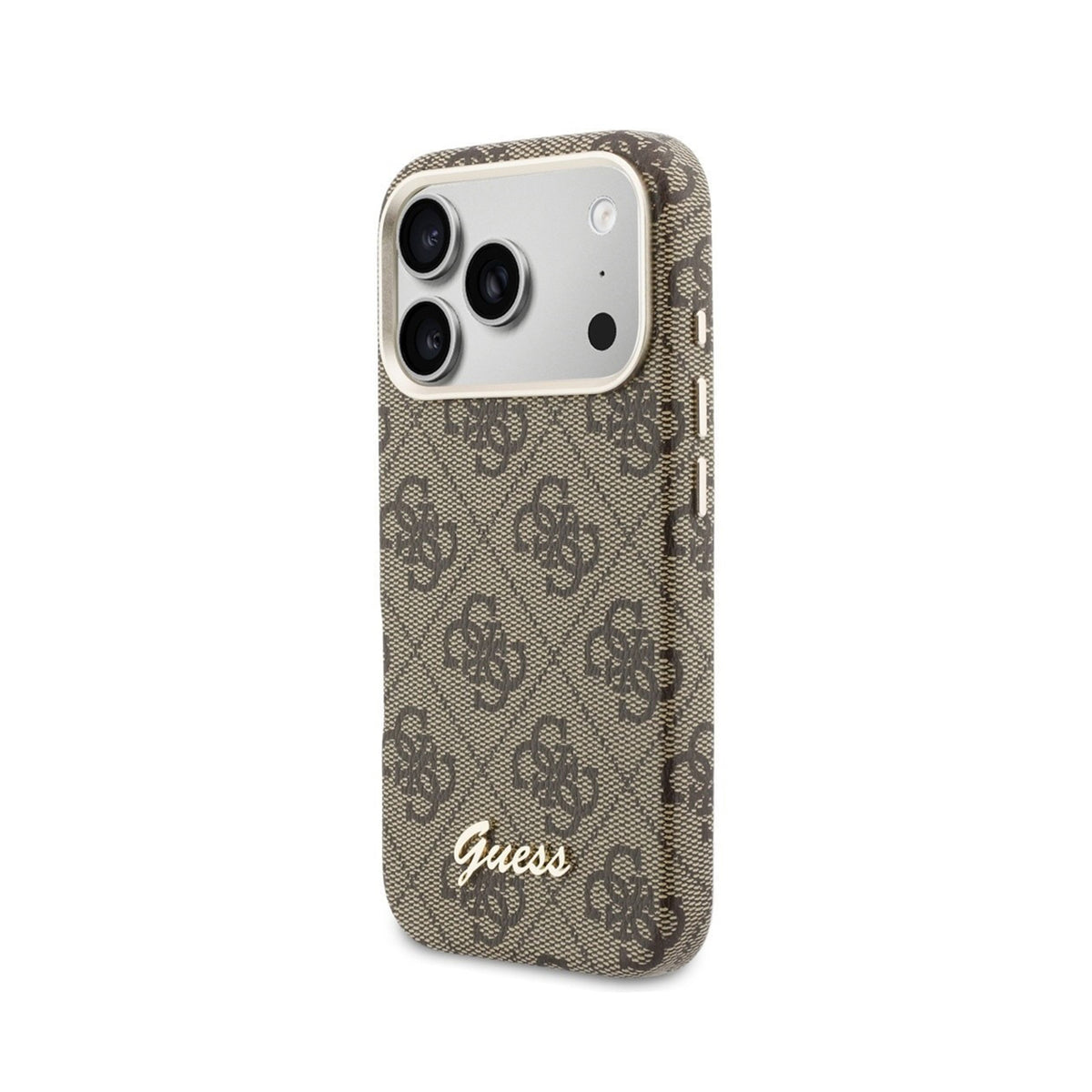 GUESS Funda Logo Script para iPhone 17 Pro/18 Pro Compatible con MagSafe, Marrón