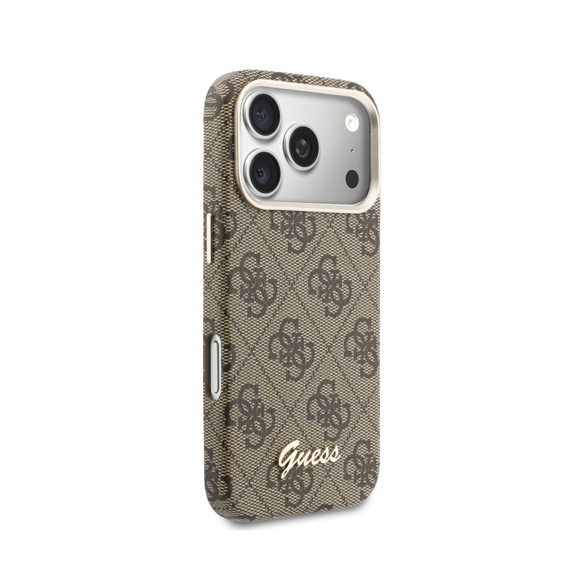 GUESS Funda Logo Script para iPhone 17 Pro/18 Pro Compatible con MagSafe, Marrón