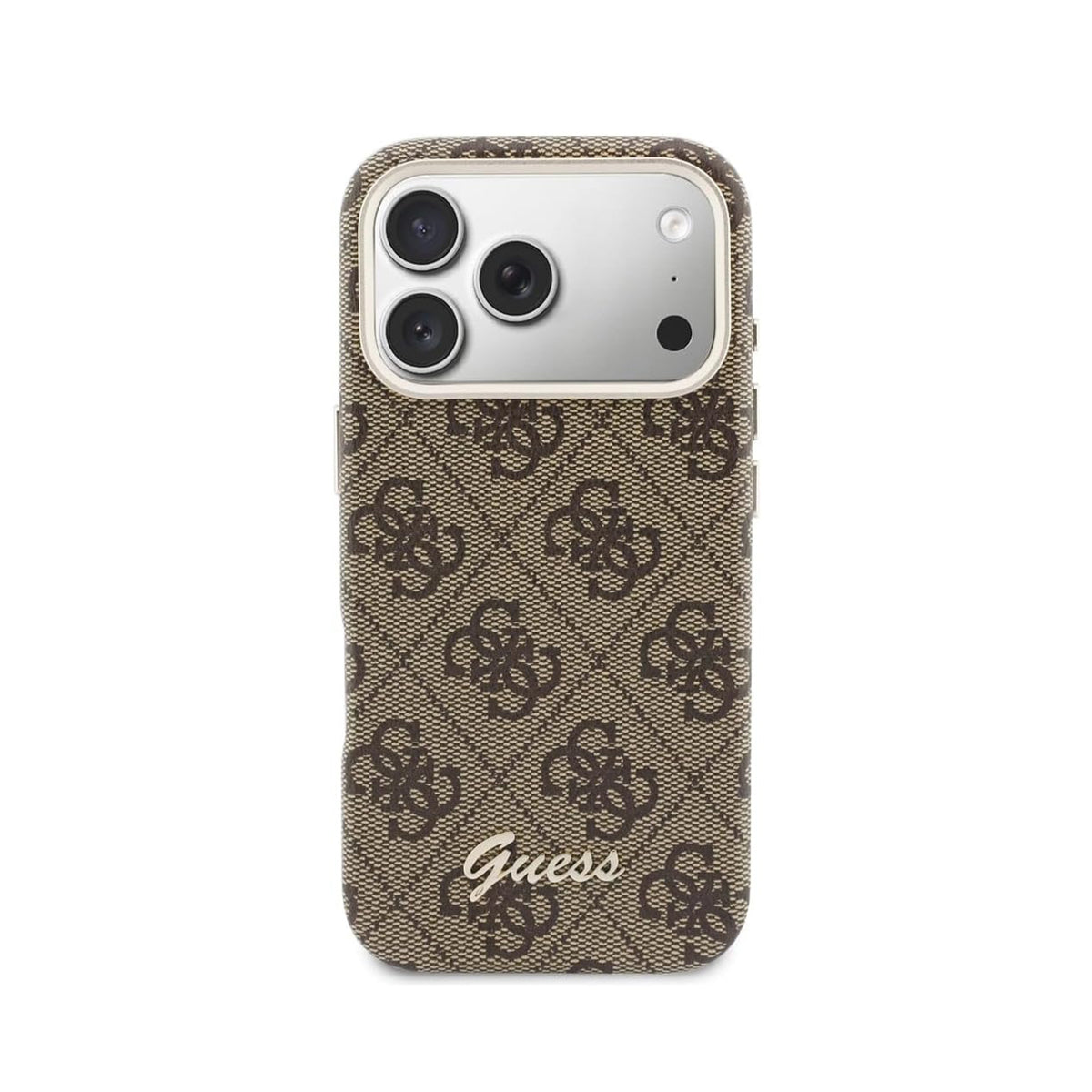 GUESS Funda Logo Script para iPhone 17 Pro Max/18 Pro Max Compatible con MagSafe y Protección Anticaídas, Marrón