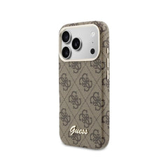 GUESS Funda Logo Script para iPhone 17 Pro Max Compatible con MagSafe y Protección Anticaídas, Marrón