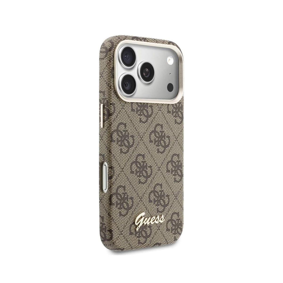 GUESS Funda Logo Script para iPhone 17 Pro Max/18 Pro Max Compatible con MagSafe y Protección Anticaídas, Marrón