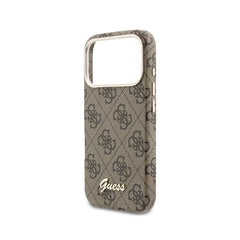GUESS Funda Logo Script para iPhone 17 Pro Max Compatible con MagSafe y Protección Anticaídas, Marrón