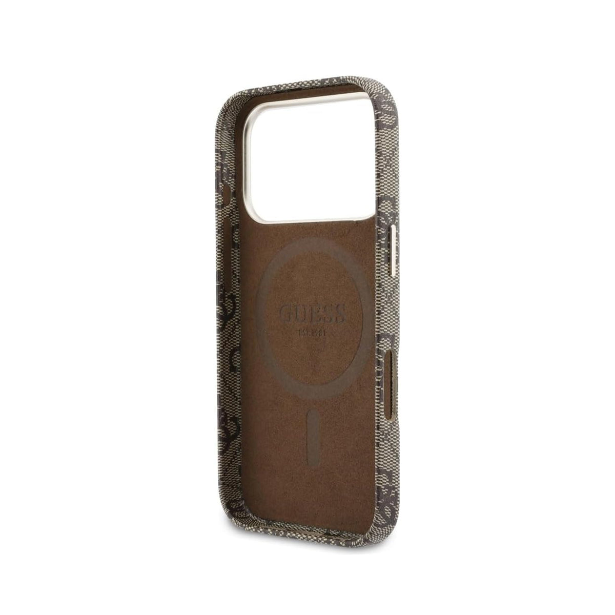 GUESS Funda Logo Script para iPhone 17 Pro Max/18 Pro Max Compatible con MagSafe y Protección Anticaídas, Marrón