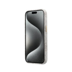 GUESS Funda de Polipiel Logo en Relieve para iPhone 14 Compatible con MagSafe y Protección Anticaídas, Rosa