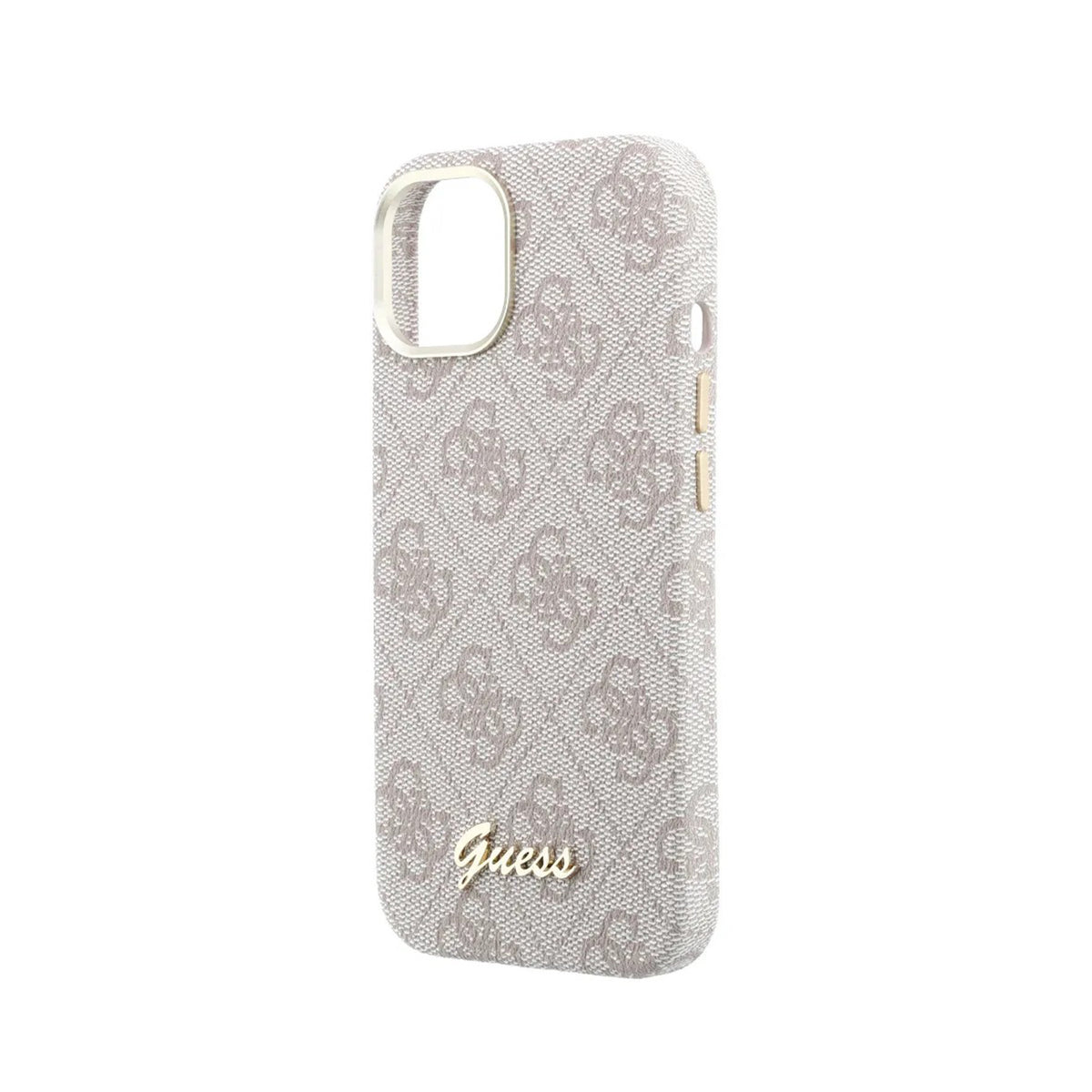 GUESS Funda de Polipiel Logo en Relieve para iPhone 14 Compatible con MagSafe y Protección Anticaídas, Rosa