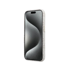 GUESS Funda de Polipiel Logo en Relieve para iPhone 15 Compatible con MagSafe y Protección Anticaídas, Rosa