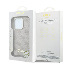 GUESS Funda de Polipiel Logo en Relieve para iPhone 15 Pro Compatible con MagSafe y Protección Anticaídas, Rosa