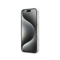GUESS Funda de Polipiel Logo en Relieve para iPhone 15 Pro Max Compatible con MagSafe y Protección Anticaídas, Rosa