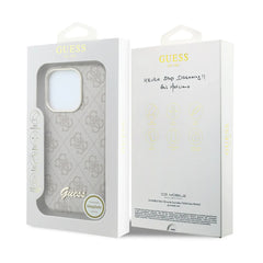 GUESS Funda de Polipiel Logo en Relieve para iPhone 15 Pro Max Compatible con MagSafe y Protección Anticaídas, Rosa