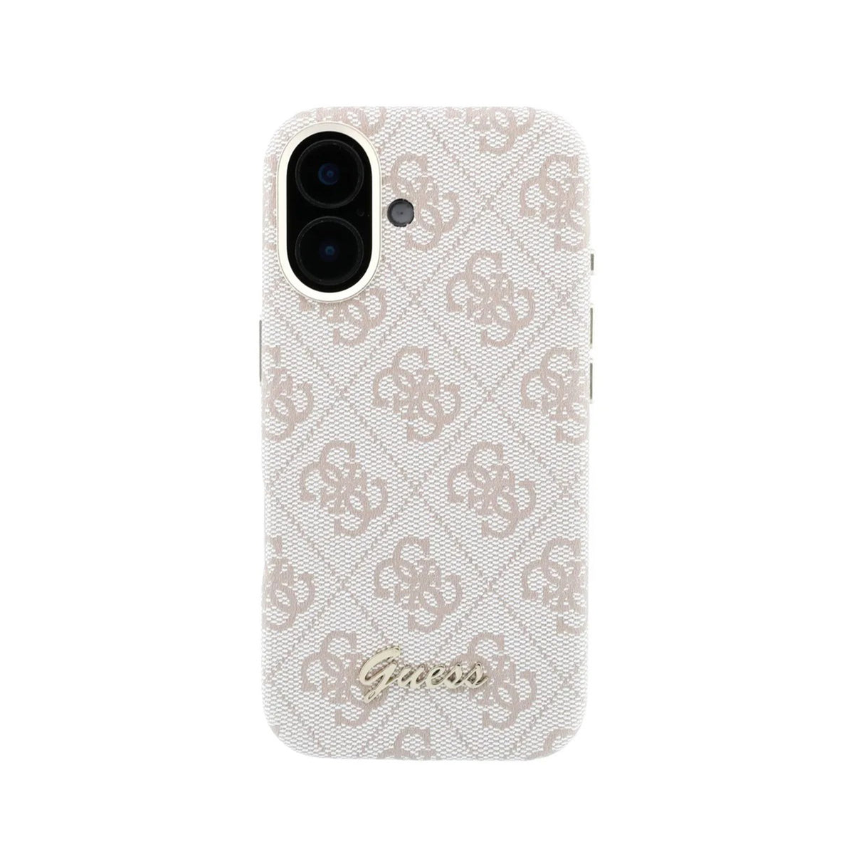 GUESS Funda de Polipiel Logo en Relieve para iPhone 16 Compatible con MagSafe y Protección Anticaídas, Rosa