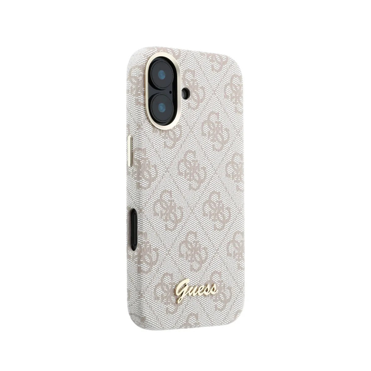 GUESS Funda de Polipiel Logo en Relieve para iPhone 16 Compatible con MagSafe y Protección Anticaídas, Rosa