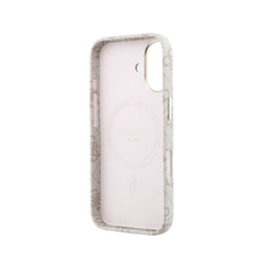 GUESS Funda de Polipiel Logo en Relieve para iPhone 16 Compatible con MagSafe y Protección Anticaídas, Rosa