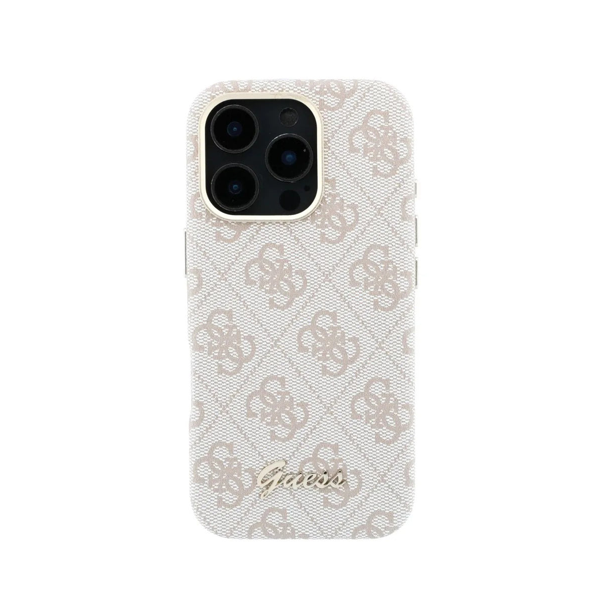 GUESS Funda de Polipiel Logo en Relieve para iPhone 16 Pro Compatible con MagSafe y Protección Anticaídas, Rosa
