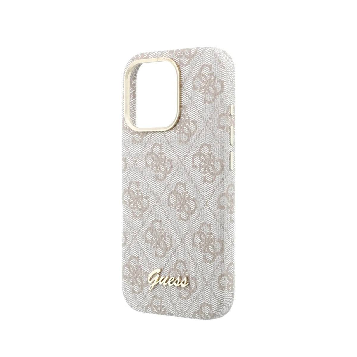 GUESS Funda de Polipiel Logo en Relieve para iPhone 16 Pro Compatible con MagSafe y Protección Anticaídas, Rosa
