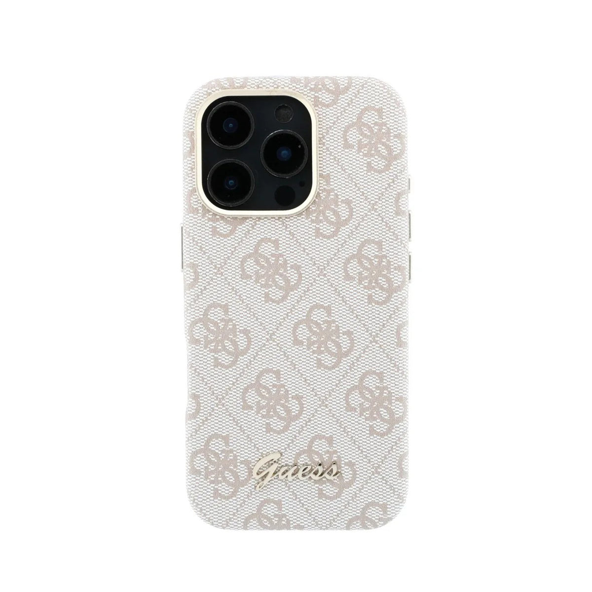 GUESS Funda de Polipiel Logo en Relieve para iPhone 16 Pro Max Compatible con MagSafe y Protección Anticaídas, Rosa