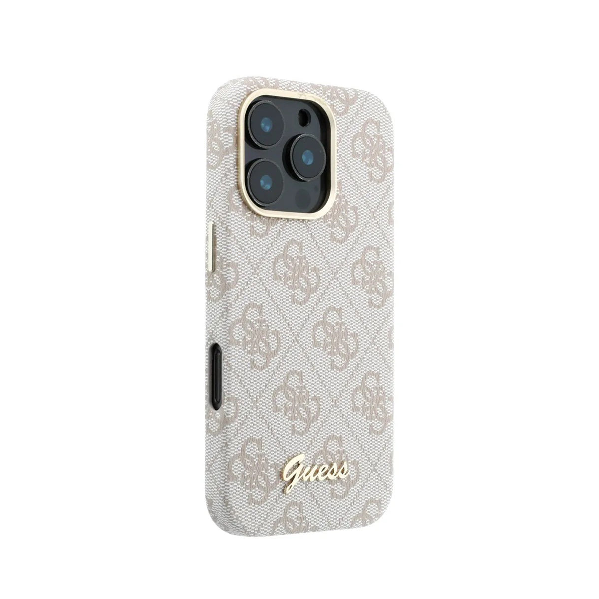 GUESS Funda de Polipiel Logo en Relieve para iPhone 16 Pro Max Compatible con MagSafe y Protección Anticaídas, Rosa
