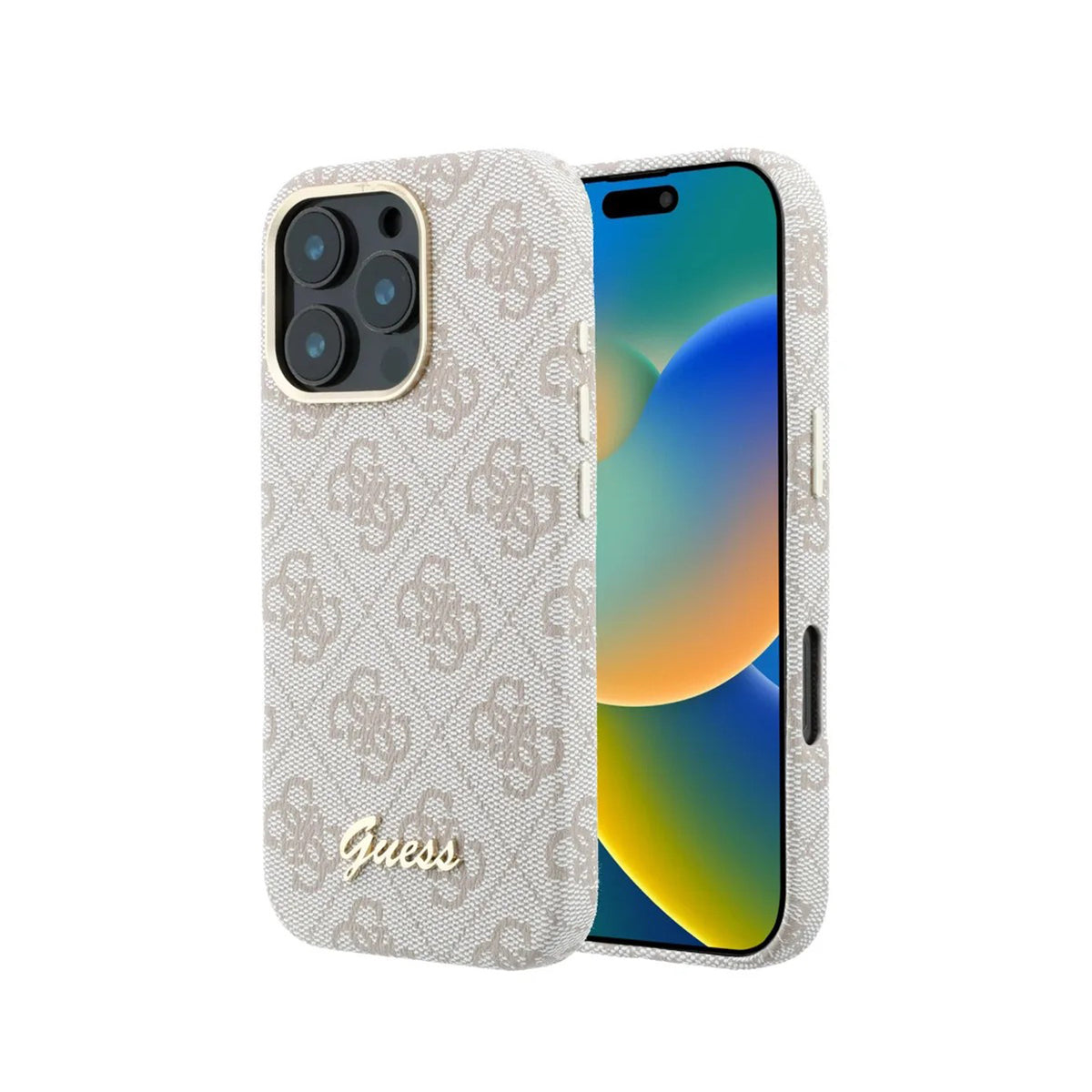 GUESS Funda de Polipiel Logo en Relieve para iPhone 16 Pro Max Compatible con MagSafe y Protección Anticaídas, Rosa