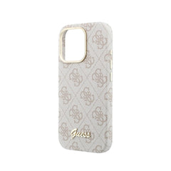 GUESS Funda de Polipiel Logo en Relieve para iPhone 16 Pro Max Compatible con MagSafe y Protección Anticaídas, Rosa