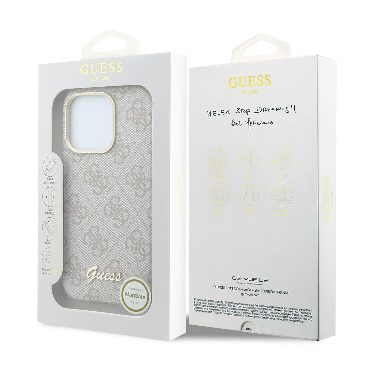 GUESS Funda de Polipiel Logo en Relieve para iPhone 16 Pro Max Compatible con MagSafe y Protección Anticaídas, Rosa