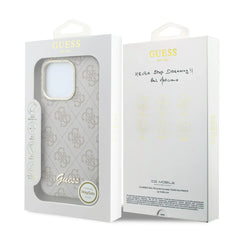 GUESS Funda de Polipiel Logo en Relieve para iPhone 16 Pro Max Compatible con MagSafe y Protección Anticaídas, Rosa