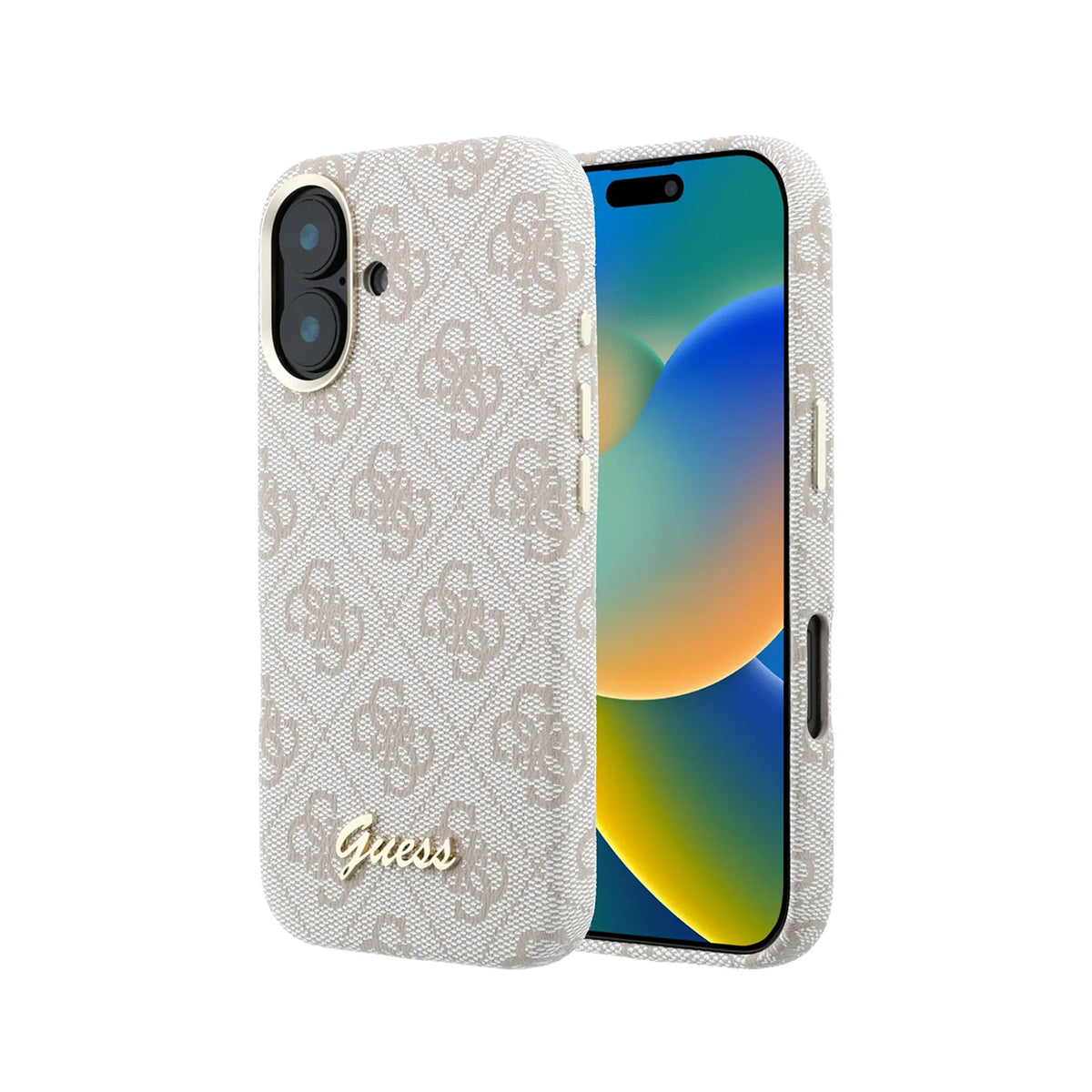 GUESS Funda de Polipiel Logo en Relieve para iPhone 17 Compatible con MagSafe y Protección Anticaídas, Rosa