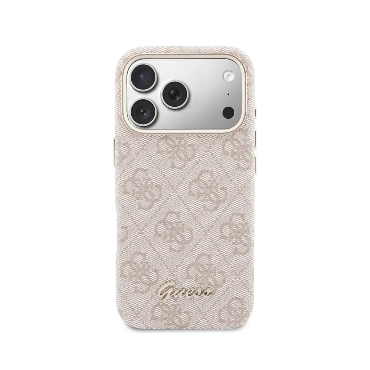 GUESS Funda de Polipiel con Logo en Relieve para iPhone 17 Pro/18 Pro Compatible con MagSafe, Rosa