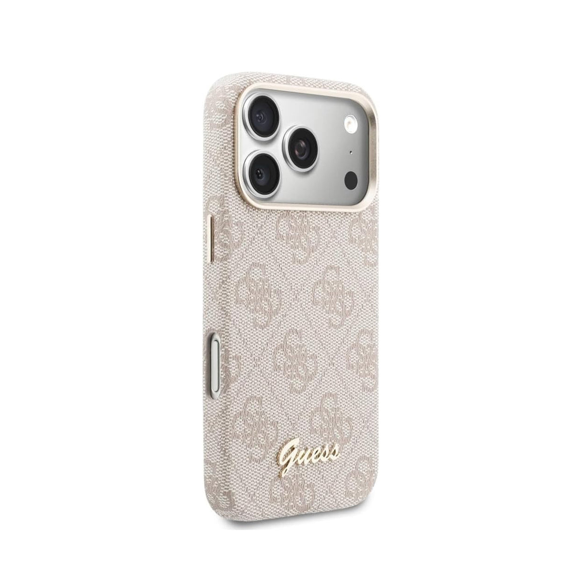 GUESS Funda de Polipiel con Logo en Relieve para iPhone 17 Pro/18 Pro Compatible con MagSafe, Rosa