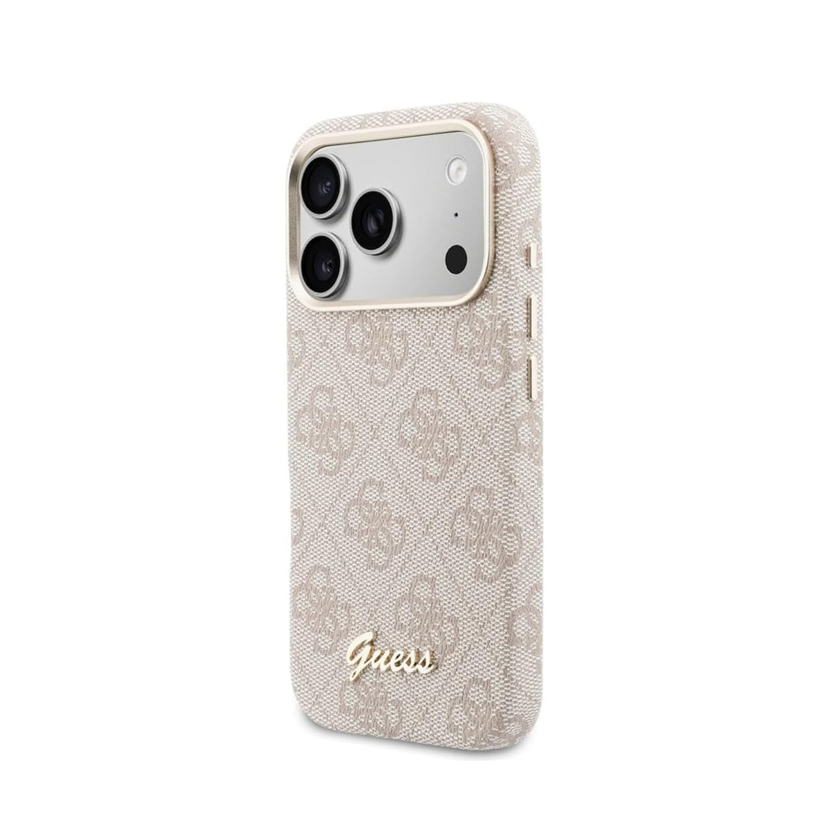 GUESS Funda de Polipiel con Logo en Relieve para iPhone 17 Pro/18 Pro Compatible con MagSafe, Rosa