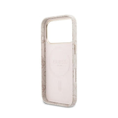 GUESS Funda de Polipiel Logo en Relieve para iPhone 17 Pro Compatible con MagSafe y Protección Anticaídas, Rosa