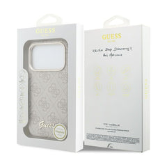 GUESS Funda de Polipiel Logo en Relieve para iPhone 17 Pro Compatible con MagSafe y Protección Anticaídas, Rosa