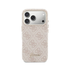 GUESS Funda Logo Script para iPhone 17 Pro Max Compatible con MagSafe y Protección Anticaídas, Rosa