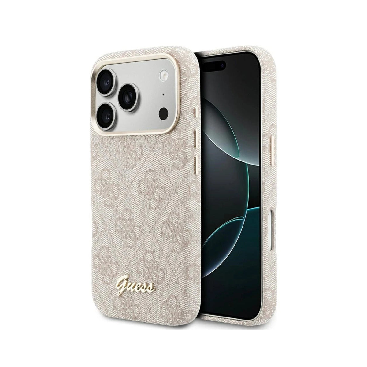GUESS Funda Logo Script para iPhone 17 Pro Max/18 Pro Max Compatible con MagSafe y Protección Anticaídas, Rosa