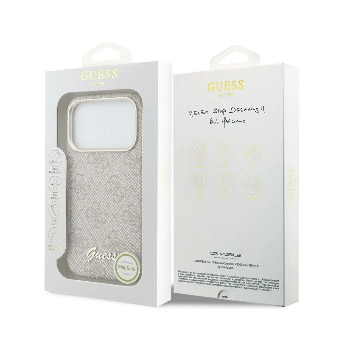 GUESS Funda Logo Script para iPhone 17 Pro Max/18 Pro Max Compatible con MagSafe y Protección Anticaídas, Rosa