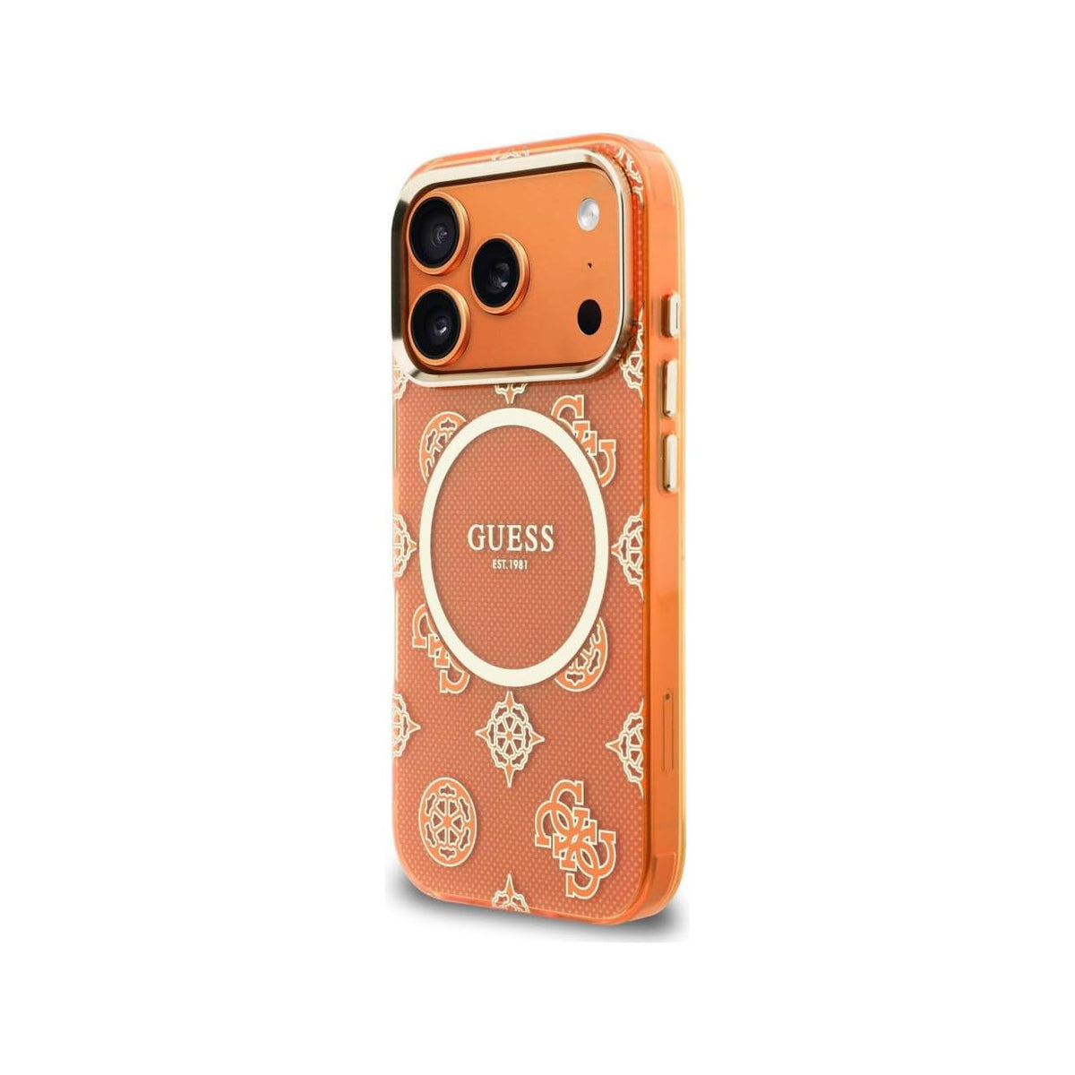 Guess Case for iPhone 17 Pro – Rigid Orange Case with Guess Multilogo, Drop Protection and Precise Fit