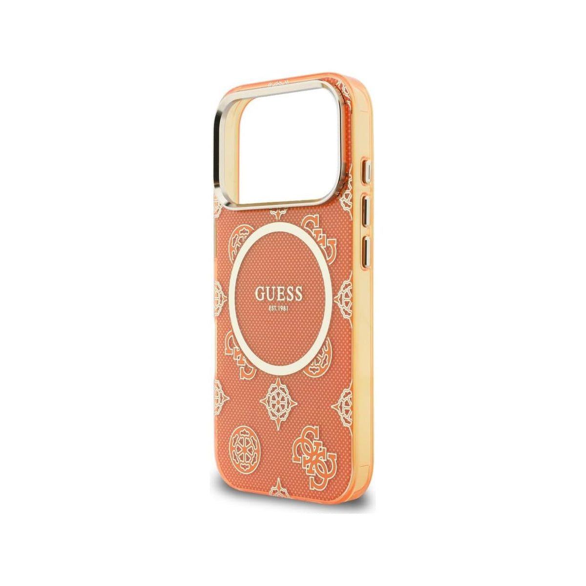 Guess Case for iPhone 17 Pro – Rigid Orange Case with Guess Multilogo, Drop Protection and Precise Fit