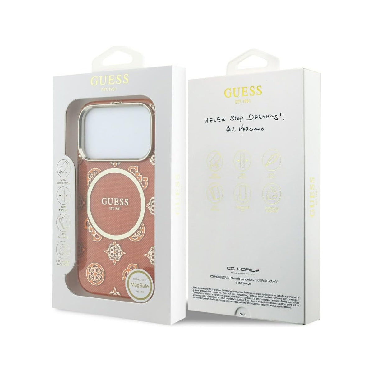 Guess Case for iPhone 17 Pro – Rigid Orange Case with Guess Multilogo, Drop Protection and Precise Fit
