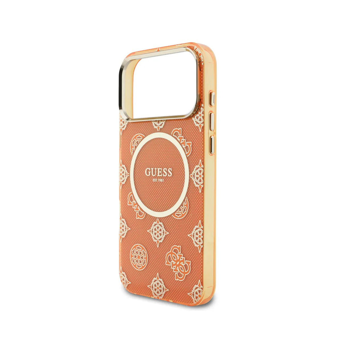 Guess Case for iPhone 17 Pro Max – Orange Hard Case with Guess Multilogo Design, Drop Protection and Precise Fit