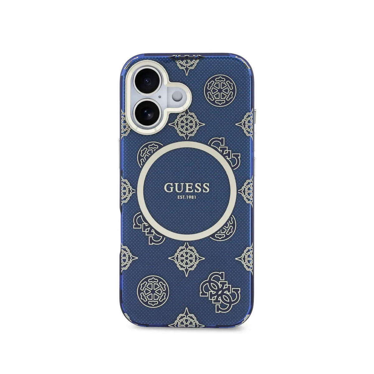 Guess Funda Multilogo para iPhone 17 Compatible con MagSafe y Protección Anticaídas, Azul
