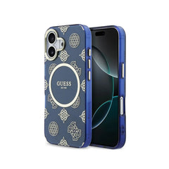 Guess Funda para iPhone 17 – Carcasa Rígida con Diseño Multilogo Azul, Protección Anticaídas y Ajuste Preciso