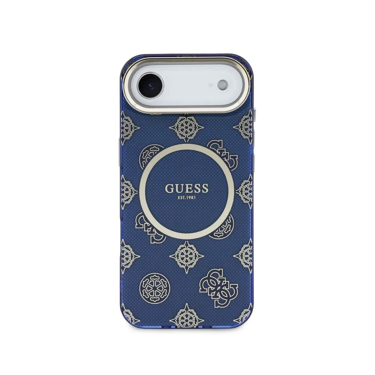 GUESS Case for iPhone 17 Air – Blue Multi-logo Guess Hard Case, Secure Protection and Precise Fit