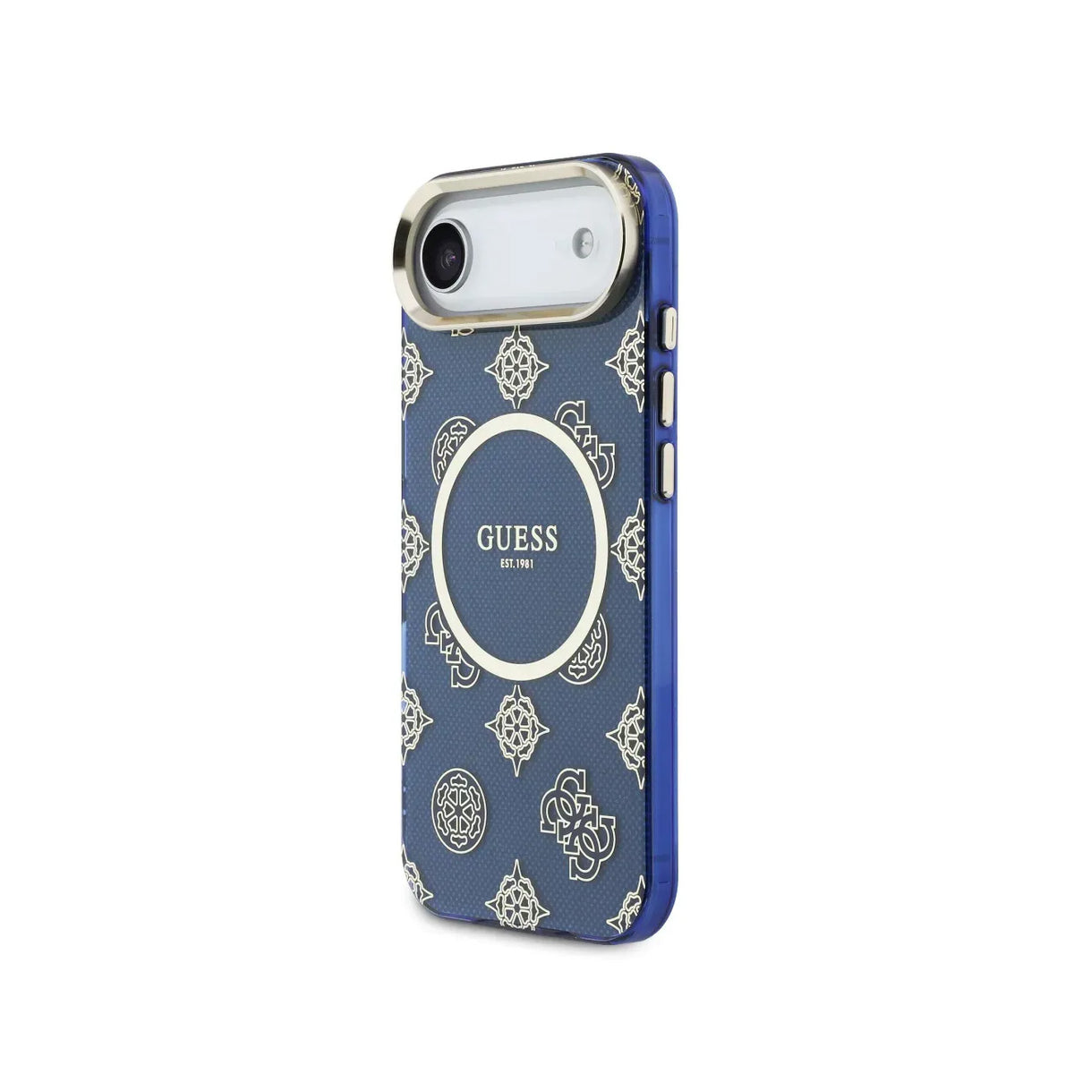 GUESS Case for iPhone 17 Air – Blue Multi-logo Guess Hard Case, Secure Protection and Precise Fit