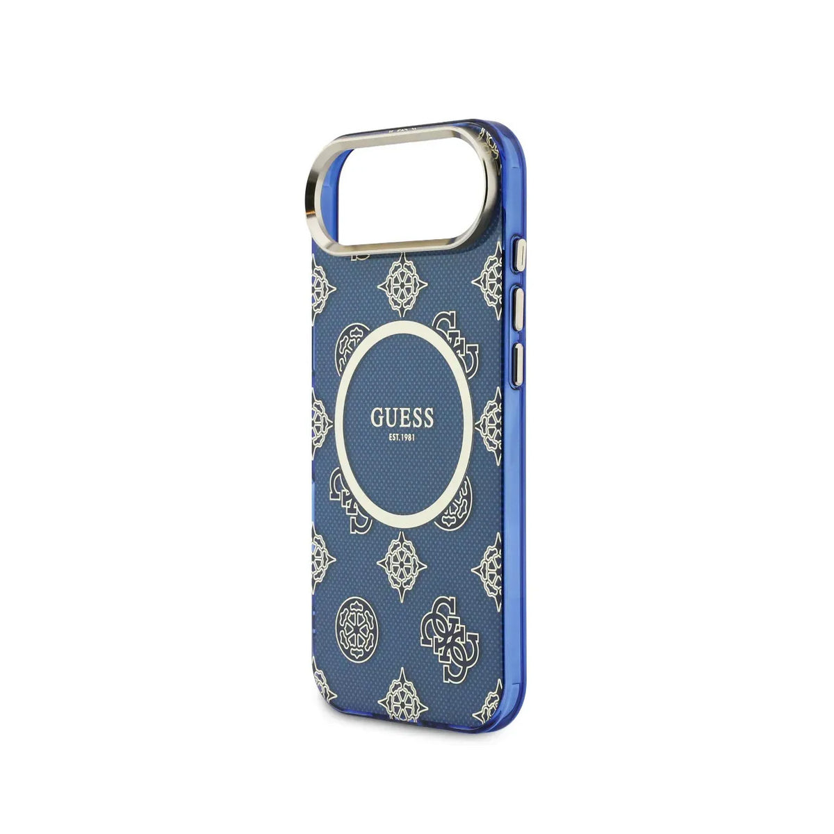GUESS Case for iPhone 17 Air – Blue Multi-logo Guess Hard Case, Secure Protection and Precise Fit