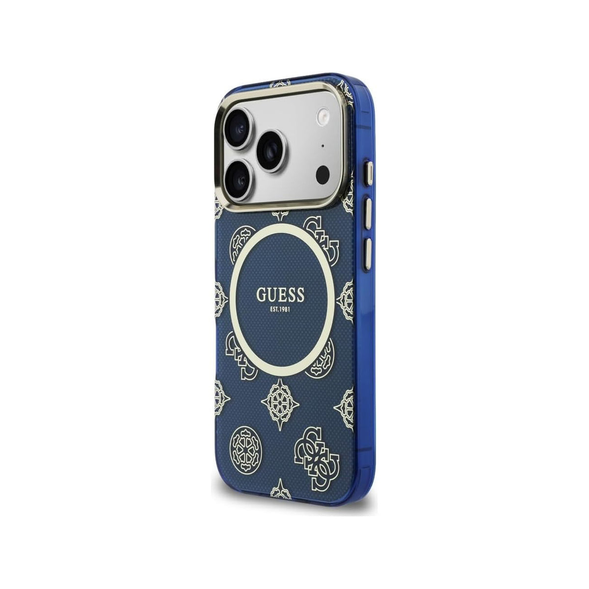 Guess Case for iPhone 17 Pro - Rigid Blue Case with Guess Multilogo, Drop Protection and Precise Fit