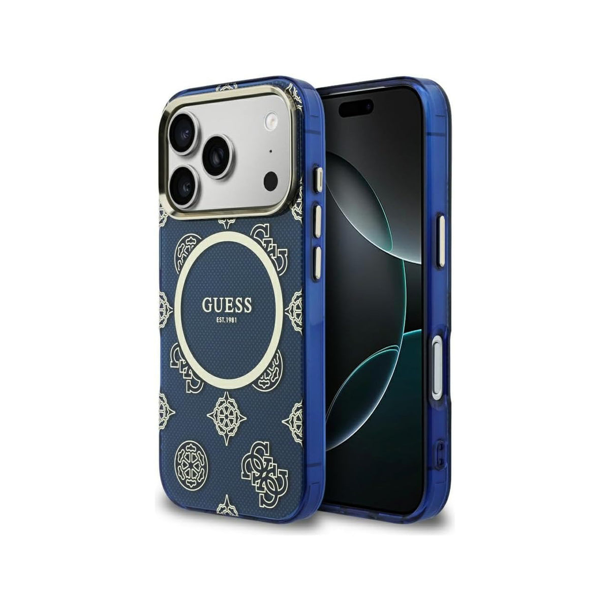 Guess Case for iPhone 17 Pro - Rigid Blue Case with Guess Multilogo, Drop Protection and Precise Fit