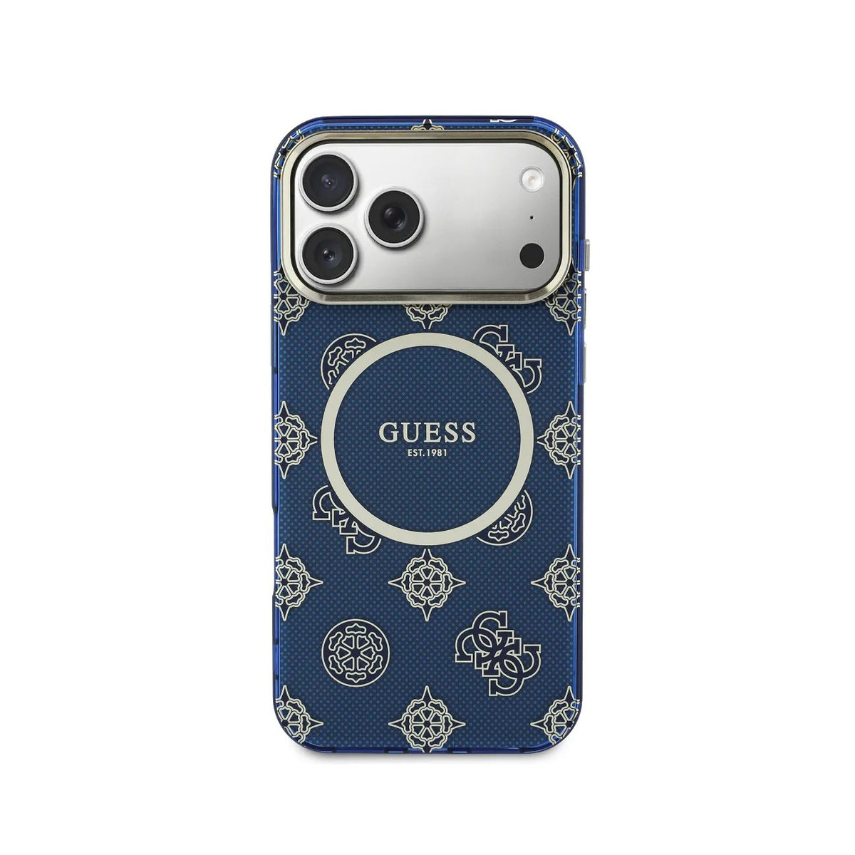 Guess iPhone 17 Pro Max Case – Blue Hard Case with Guess Multi-Logo Design, Drop Protection and Precise Fit