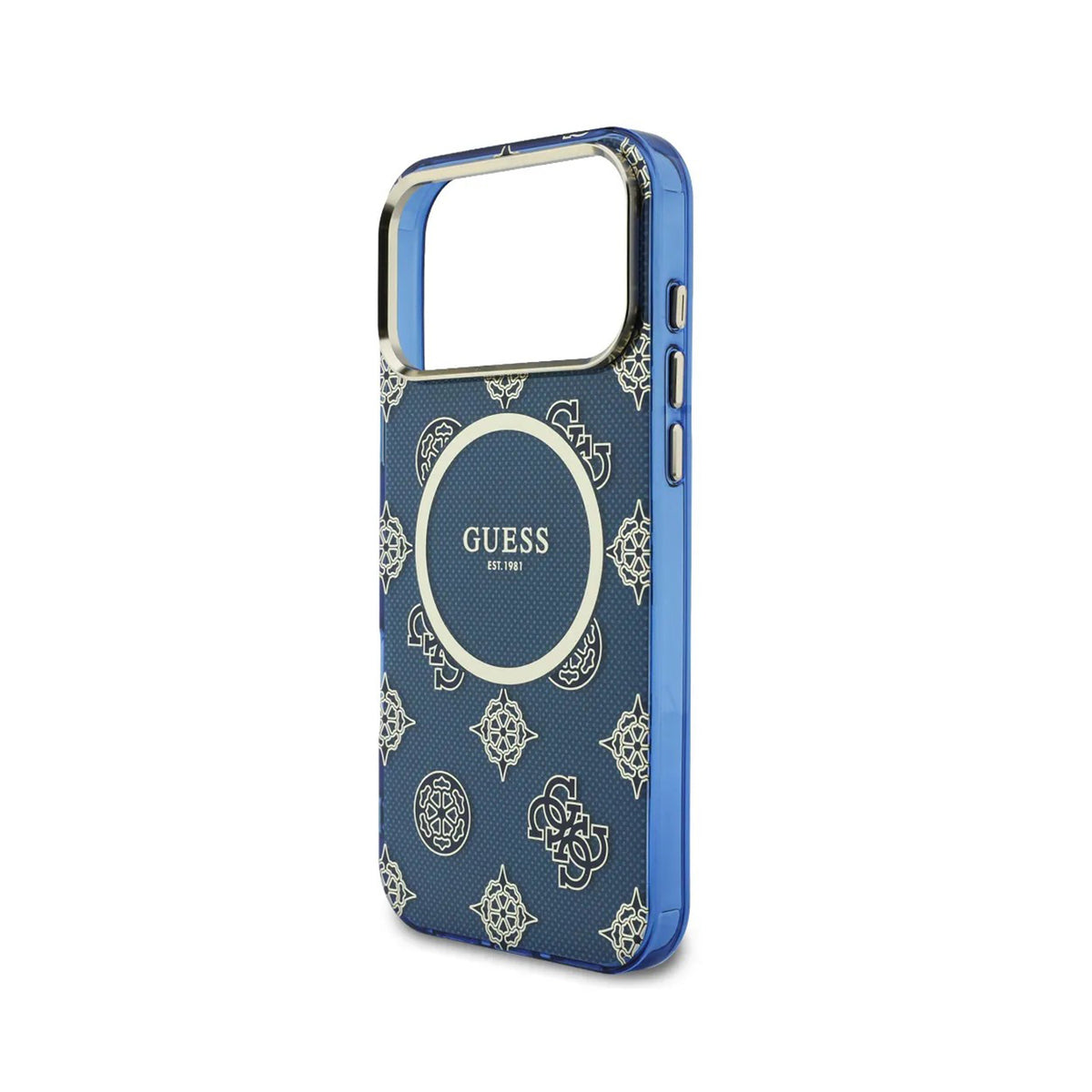 Guess iPhone 17 Pro Max Case – Blue Hard Case with Guess Multi-Logo Design, Drop Protection and Precise Fit