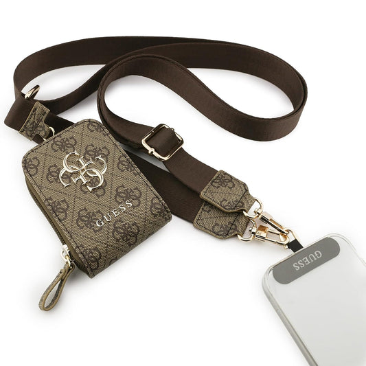 GUESS Correa Universal de PU con Cartera y Estampado 4G, Marrón