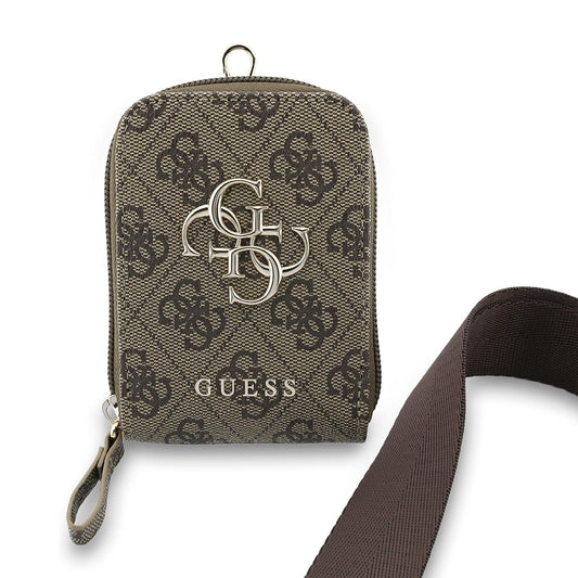 GUESS Correa Universal de PU con Cartera y Estampado 4G, Marrón